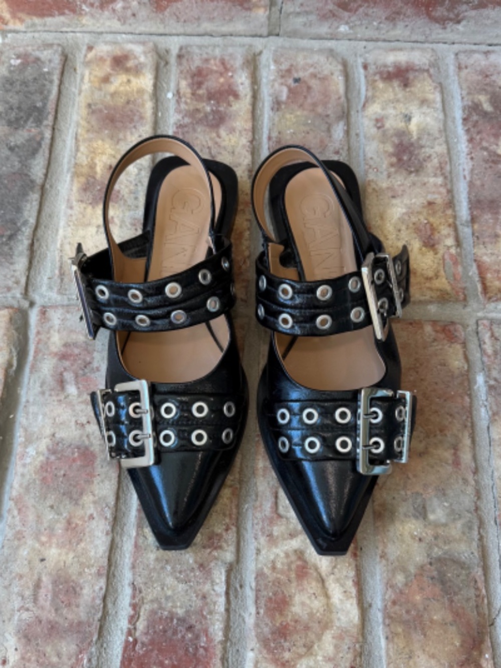 GANNI Feminine Buckle Ballerinas Sz 38/8.5